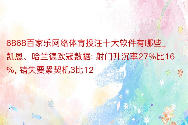 6868百家乐网络体育投注十大软件有哪些_凯恩、哈兰德欧冠数据: 射门升沉率27%比16%, 错失要紧契机3比12