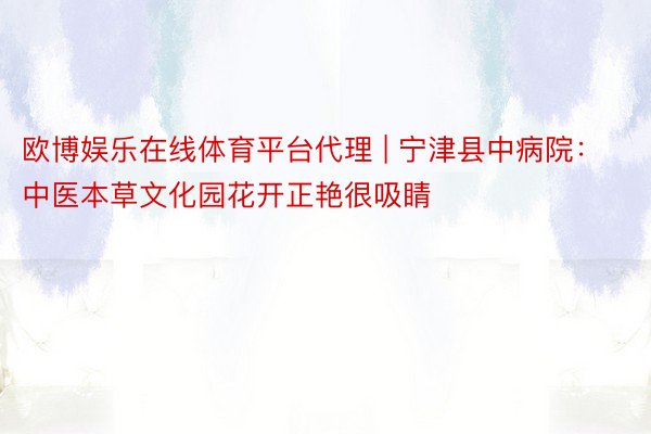 欧博娱乐在线体育平台代理 | 宁津县中病院：中医本草文化园花开正艳很吸睛